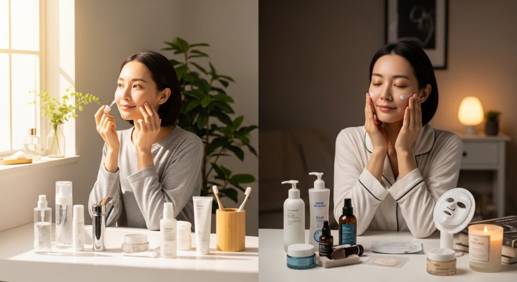 美容商品は朝と夜で使い分けるべき？基本の考え方を解説